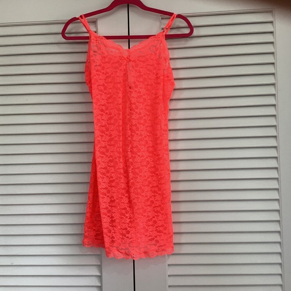 Victoria secret  Neon pink vintage dress slip dress lace collection size L - Picture 4 of 11